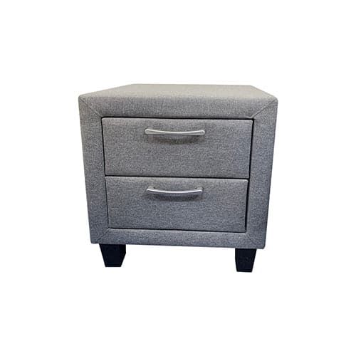 4 Pieces Storage Bedroom Suite Upholstery Fabric in Light Grey with Base Drawers Queen Size Oak Colour Bed, Bedside Table &amp; Tallboy-Furniture &gt; Bedroom-PEROZ Accessories