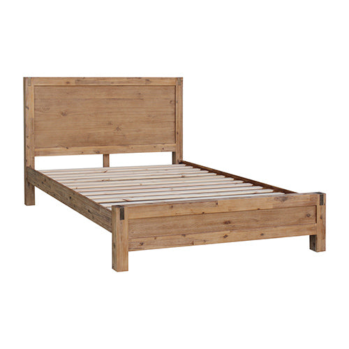 Bed Frame Double Size in Solid Wood Veneered Acacia Bedroom Timber Slat in Oak-Furniture &gt; Bedroom-PEROZ Accessories