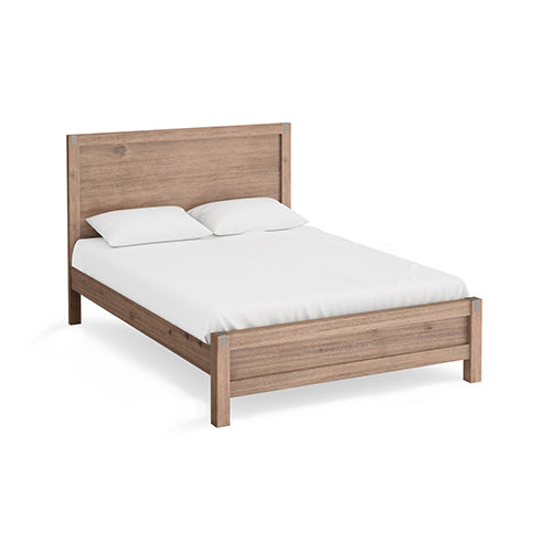 Bed Frame Double Size in Solid Wood Veneered Acacia Bedroom Timber Slat in Oak-Furniture &gt; Bedroom-PEROZ Accessories