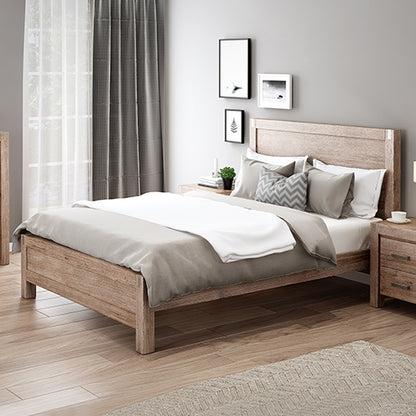 Bed Frame King Size in Solid Wood Veneered Acacia Bedroom Timber Slat in Oak-Furniture &gt; Bedroom-PEROZ Accessories