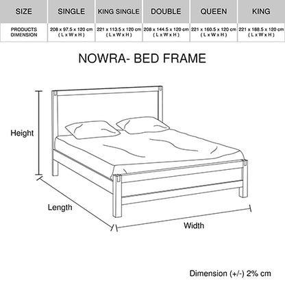 Bed Frame King Size in Solid Wood Veneered Acacia Bedroom Timber Slat in Oak-Furniture &gt; Bedroom-PEROZ Accessories