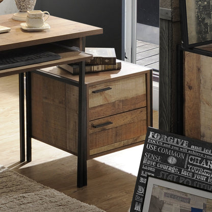 Bedside Table 2 drawers Night Stand Particle Board Construction in Oak Colour-Furniture &gt; Bedroom-PEROZ Accessories