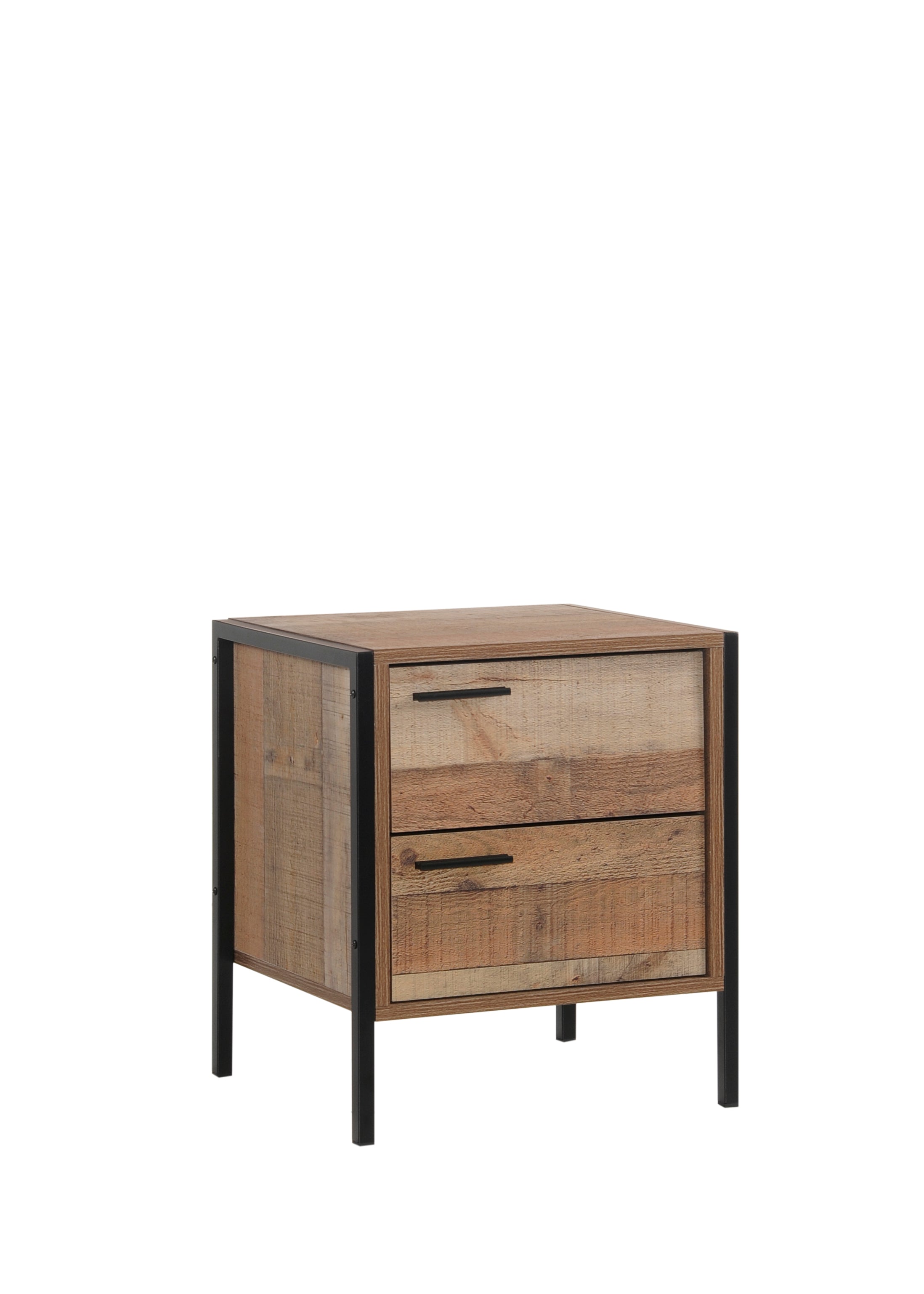 Bedside Table 2 drawers Night Stand Particle Board Construction in Oak Colour-Furniture &gt; Bedroom-PEROZ Accessories