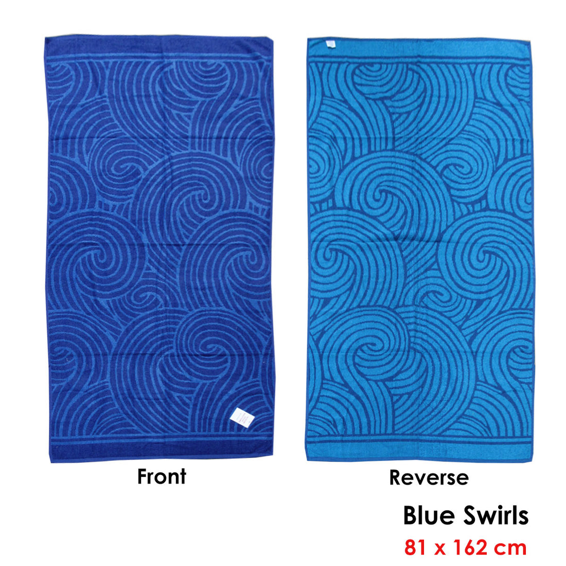 Jacquard Velour Reversible Beach Towel Blue Swirls-Home &amp; Garden &gt; Bathroom Accessories-PEROZ Accessories