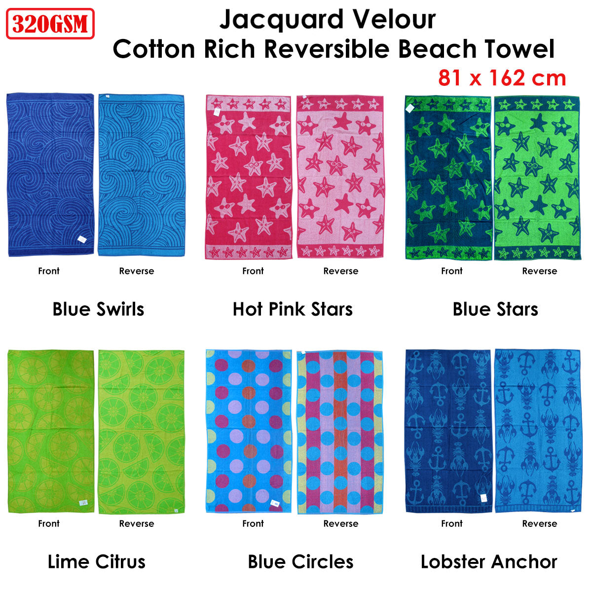 Jacquard Velour Reversible Beach Towel Blue Swirls-Home &amp; Garden &gt; Bathroom Accessories-PEROZ Accessories