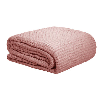 Cotton Waffle Blanket Dusty Pink Single-Home &amp; Garden &gt; Bedding-PEROZ Accessories