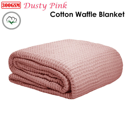 Cotton Waffle Blanket Dusty Pink Single-Home &amp; Garden &gt; Bedding-PEROZ Accessories