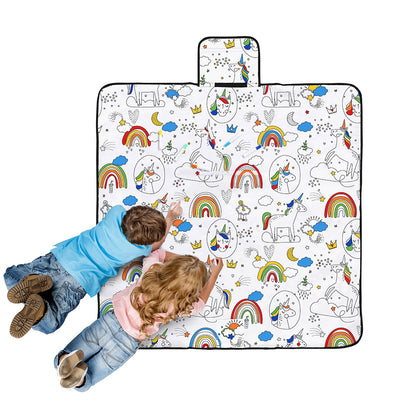 Happy Kids Dream Big Colour Me In Picnic Blanket 125 x 125 cm-Home &amp; Garden &gt; Bedding-PEROZ Accessories