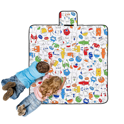 Happy Kids Monster Squad Colour Me In Picnic Blanket 125 x 125 cm-Home &amp; Garden &gt; Bedding-PEROZ Accessories