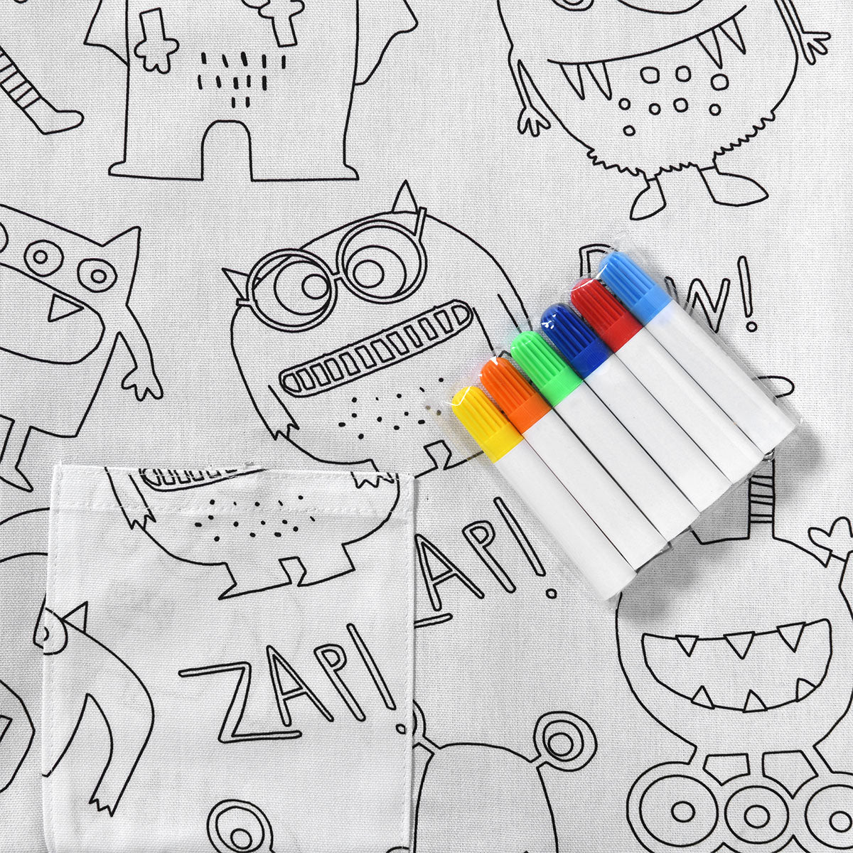 Happy Kids Monster Squad Colour Me In Picnic Blanket 125 x 125 cm-Home &amp; Garden &gt; Bedding-PEROZ Accessories