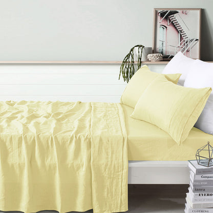 Vintage Design Homewares 100% Linen Butter Sheet Set King Single-Home &amp; Garden &gt; Bedding-PEROZ Accessories