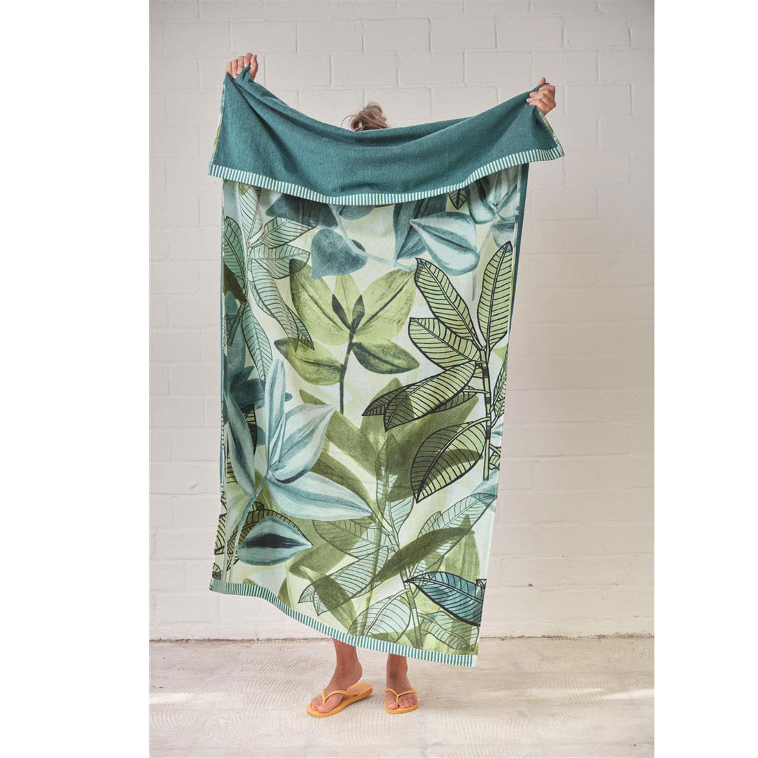 Bedding House Jungle Vibe Green Cotton Velour Beach Towel-Home &amp; Garden &gt; Bedding-PEROZ Accessories