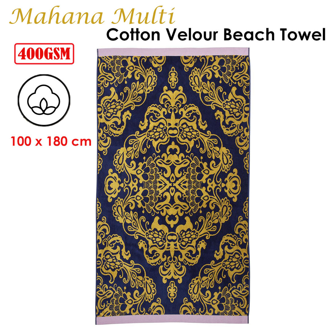 Bedding House Mahana Multi Cotton Velour Beach Towel-Home &amp; Garden &gt; Bedding-PEROZ Accessories