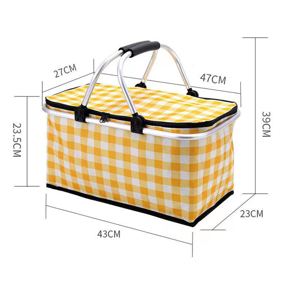 Collapsible Outdoor Camping Portable Insulated Picnic Basket Camping Picnic Ice Pack(Red Grid)-Outdoor &gt; Picnic-PEROZ Accessories