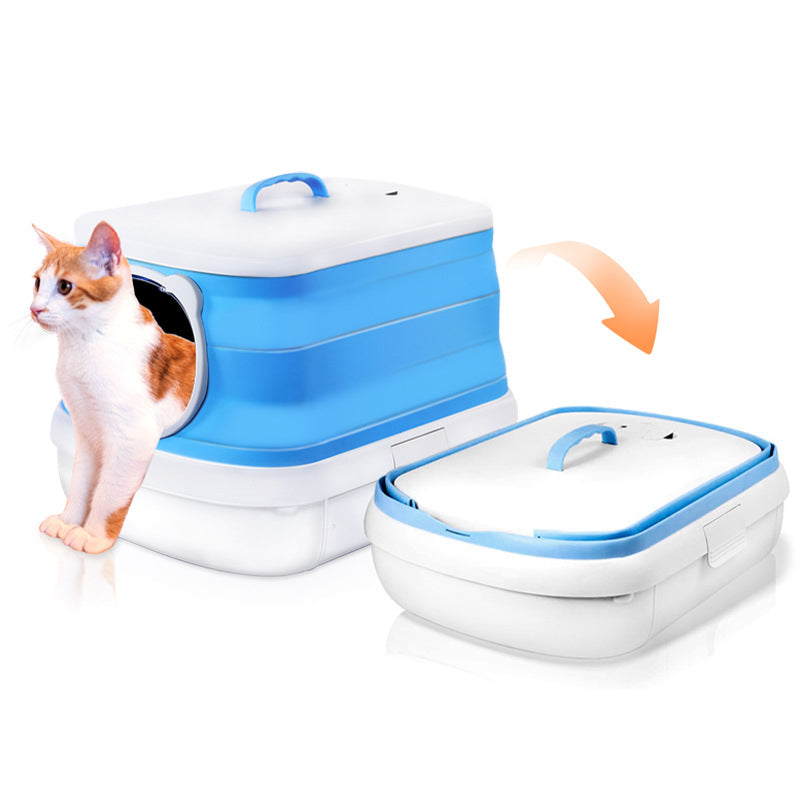 Large Foldable Cat Litter Box Plastic Toilet Easy Cleaning-Pet Care &gt; Cat Supplies-PEROZ Accessories