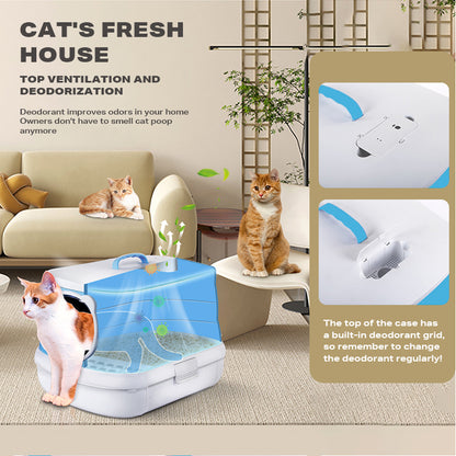 Large Foldable Cat Litter Box Plastic Toilet Easy Cleaning-Pet Care &gt; Cat Supplies-PEROZ Accessories