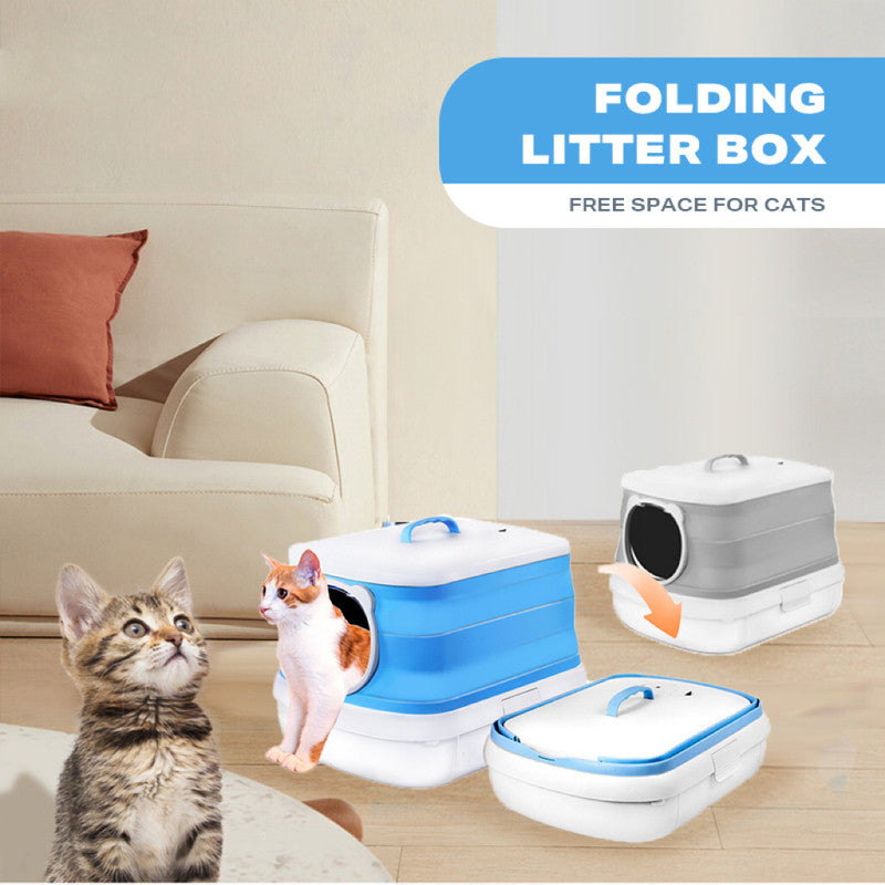 Large Foldable Cat Litter Box Plastic Toilet Easy Cleaning-Pet Care &gt; Cat Supplies-PEROZ Accessories