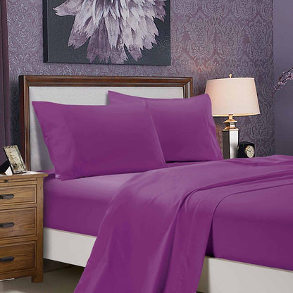 1000TC Ultra Soft Double Size Bed Purple Flat &amp; Fitted Sheet Set-Home &amp; Garden &gt; Bedding-PEROZ Accessories