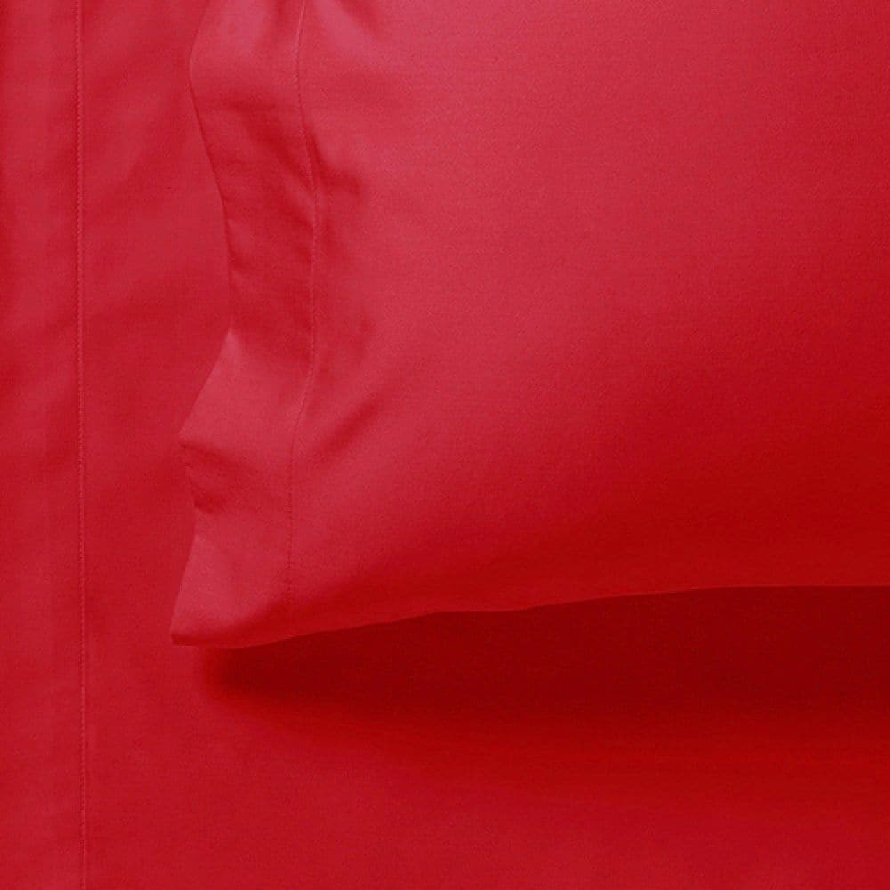 1000TC Ultra Soft Fitted Sheet &amp; 2 Pillowcases Set - Super King Size Bed - Red-Home &amp; Garden &gt; Bedding-PEROZ Accessories