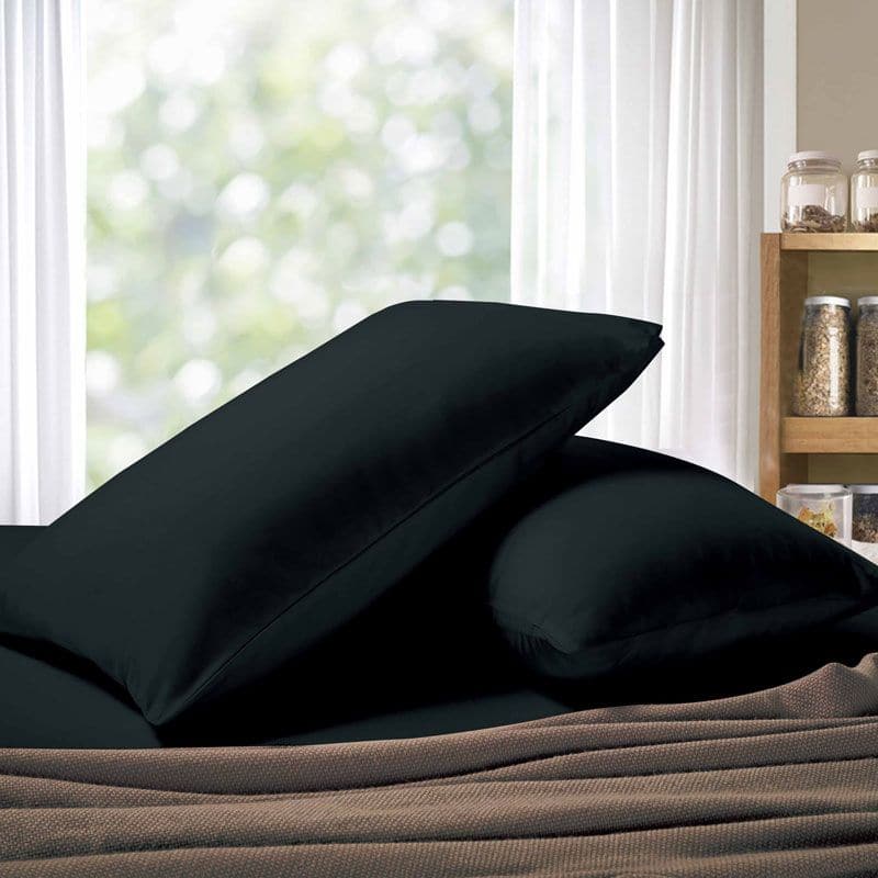 1000TC Premium Ultra Soft King size Pillowcases 2-Pack - Black-Home &amp; Garden &gt; Bedding-PEROZ Accessories