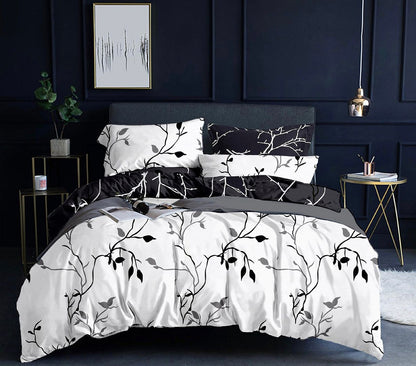 Tree Reversible Double Size Quilt/Doona/Duvet Cover Set - Black-Home &amp; Garden &gt; Bedding-PEROZ Accessories