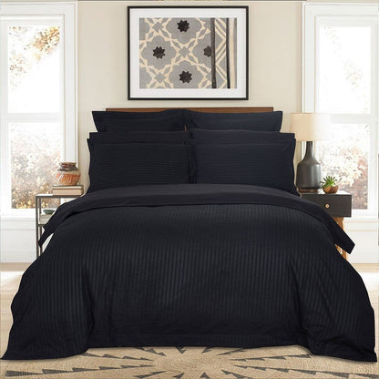 1000TC Ultra Soft Striped King Size Black Duvet Doona Quilt Cover Set-Home &amp; Garden &gt; Bedding-PEROZ Accessories