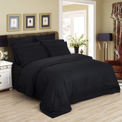 1000TC Ultra Soft Striped King Size Black Duvet Doona Quilt Cover Set-Home &amp; Garden &gt; Bedding-PEROZ Accessories