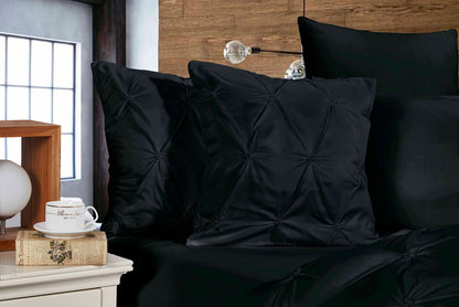 Diamond Pintuck Premium Ultra Soft Cushion Covers 2-Pack - Black-Home &amp; Garden &gt; Bedding-PEROZ Accessories