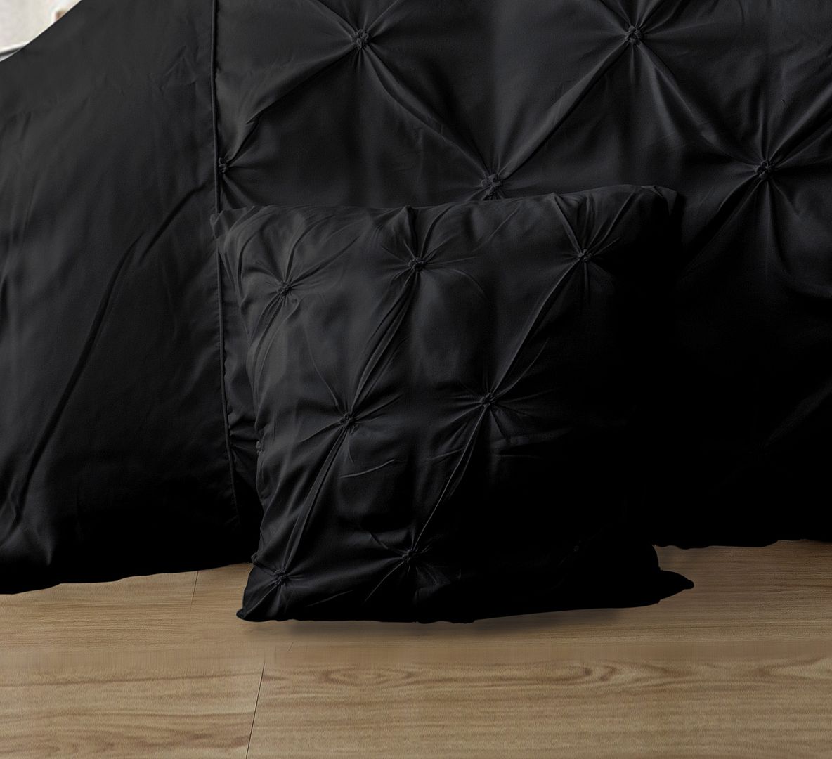 Diamond Pintuck Premium Ultra Soft Cushion Covers 2-Pack - Black-Home &amp; Garden &gt; Bedding-PEROZ Accessories