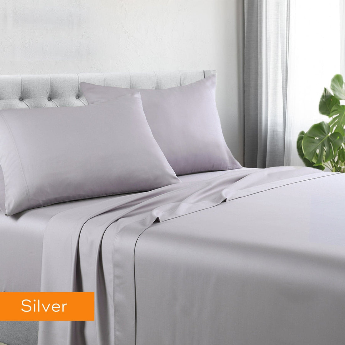1200tc hotel quality cotton rich sheet set double silver-Home &amp; Garden &gt; Bedding-PEROZ Accessories