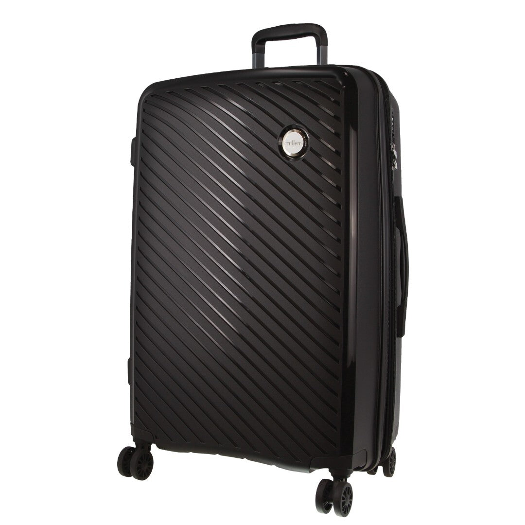 Pierre Cardin Inspired Milleni Checked Luggage Bag Travel Carry On Suitcase 75cm (124L) - Black-Home &amp; Garden &gt; Travel-PEROZ Accessories