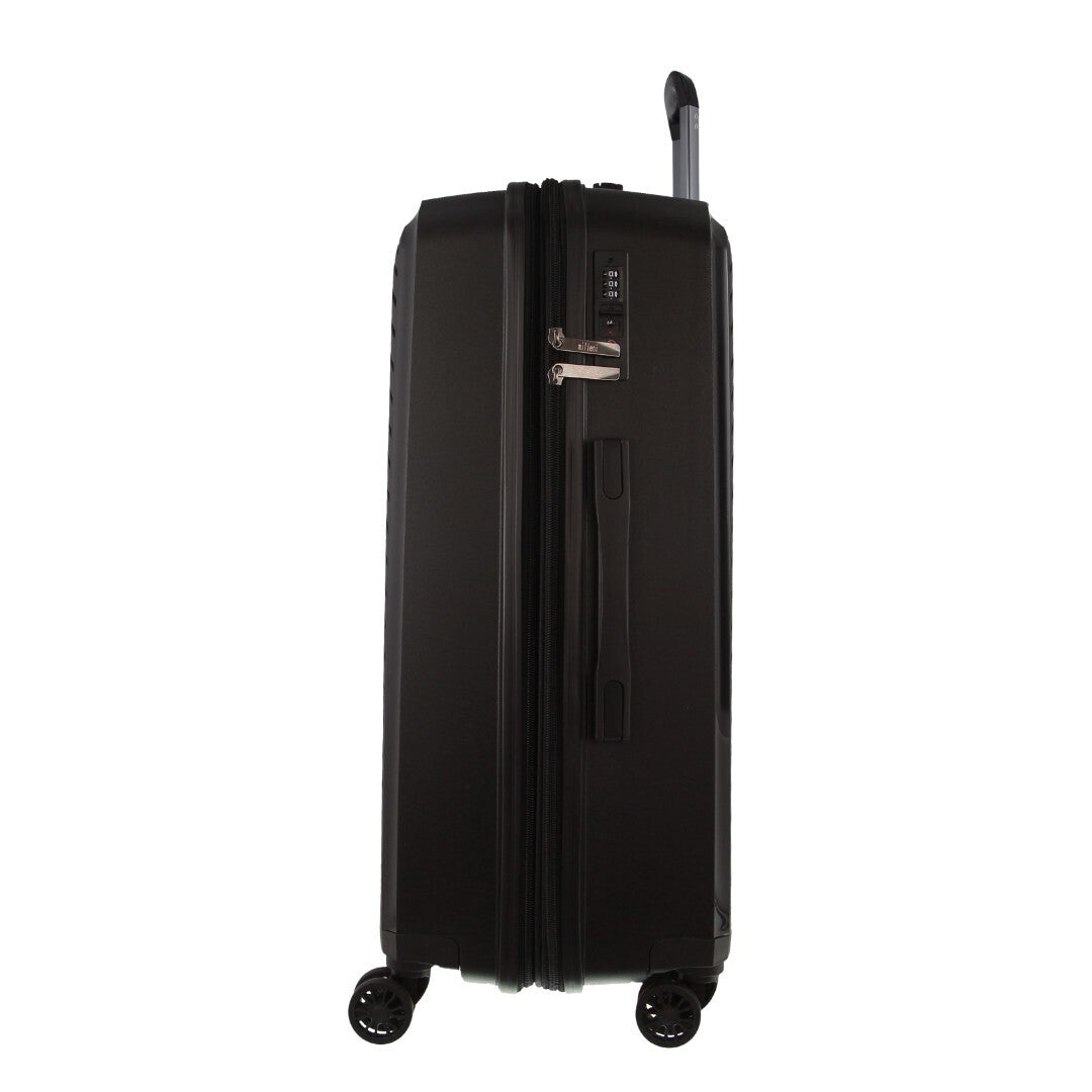 Pierre Cardin Inspired Milleni Checked Luggage Bag Travel Carry On Suitcase 75cm (124L) - Black-Home &amp; Garden &gt; Travel-PEROZ Accessories