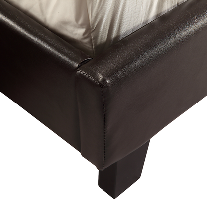 Queen PU Leather Bed Frame Brown-Bed Frames-PEROZ Accessories