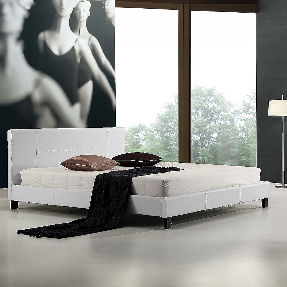 King PU Leather Bed Frame White-Bed Frames-PEROZ Accessories