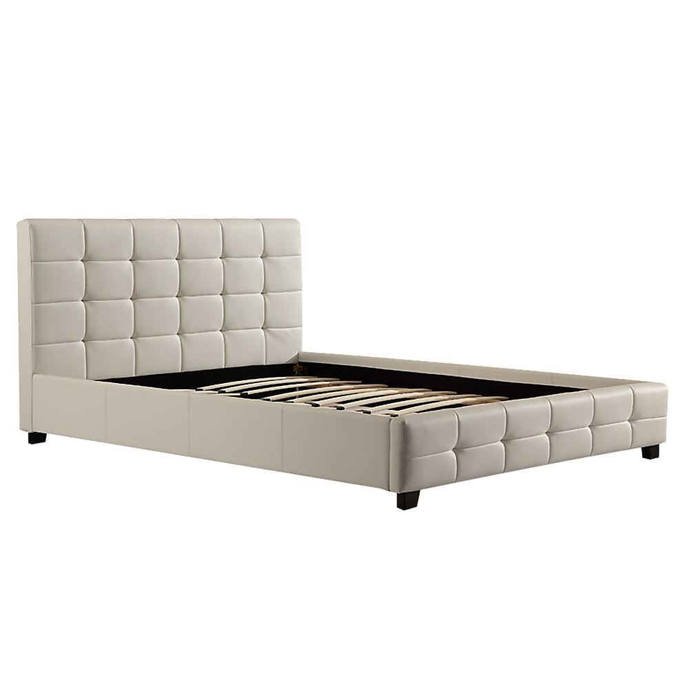 Queen PU Leather Deluxe Bed Frame White-Bed Frames-PEROZ Accessories