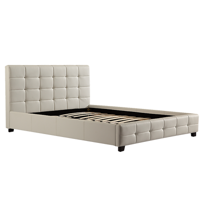 Queen PU Leather Deluxe Bed Frame White-Bed Frames-PEROZ Accessories