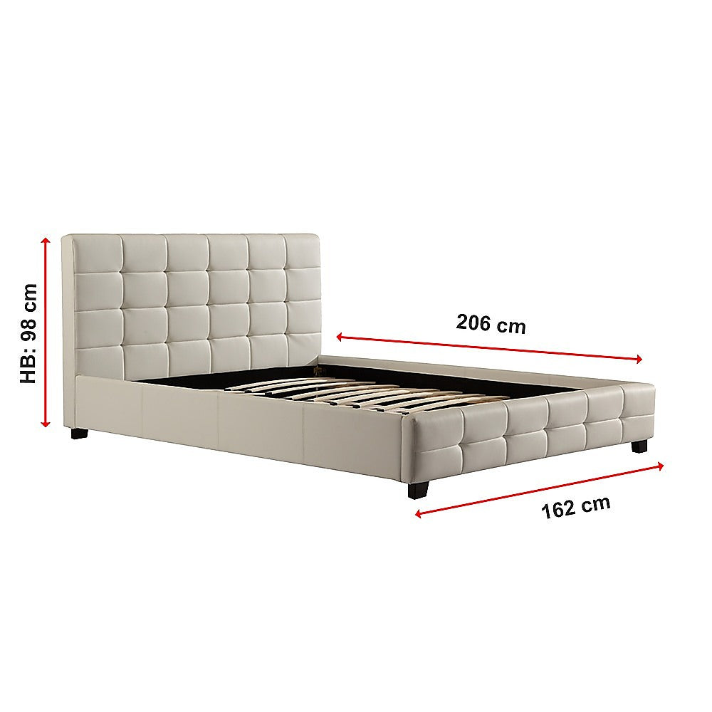 Queen PU Leather Deluxe Bed Frame White-Bed Frames-PEROZ Accessories