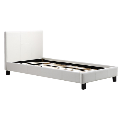 Single PU Leather Bed Frame White-Furniture &gt; Bedroom-PEROZ Accessories