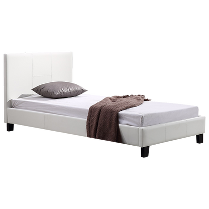 Single PU Leather Bed Frame White-Furniture &gt; Bedroom-PEROZ Accessories