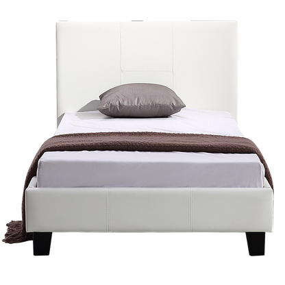 Single PU Leather Bed Frame White-Furniture &gt; Bedroom-PEROZ Accessories