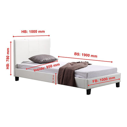 Single PU Leather Bed Frame White-Furniture &gt; Bedroom-PEROZ Accessories