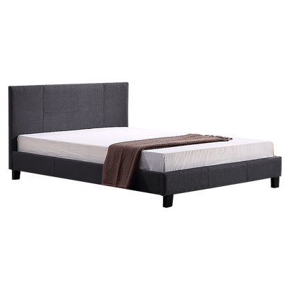 Double Linen Fabric Bed Frame Grey-Furniture &gt; Bedroom-PEROZ Accessories