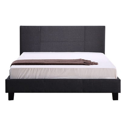 Double Linen Fabric Bed Frame Grey-Furniture &gt; Bedroom-PEROZ Accessories