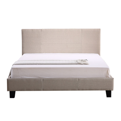 Queen Linen Fabric Bed Frame Beige-Furniture &gt; Bedroom-PEROZ Accessories