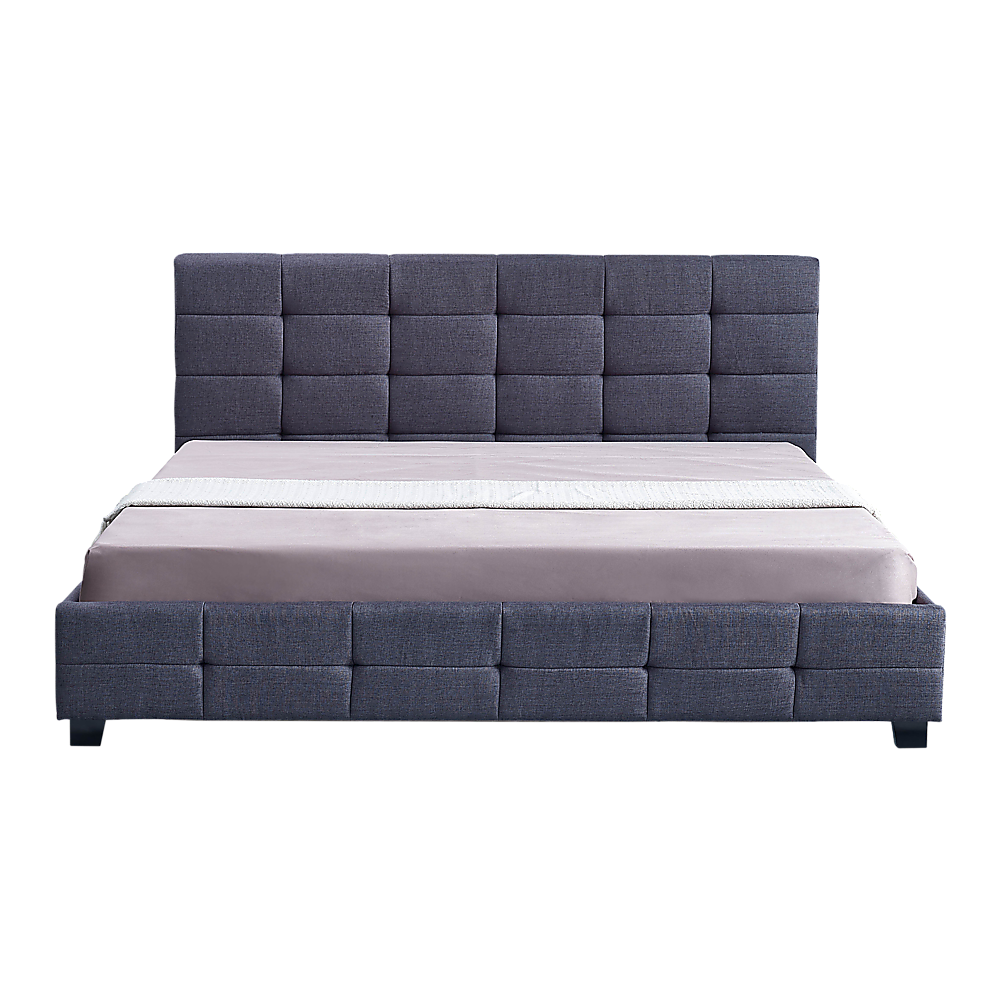 Linen Fabric King Deluxe Bed Frame Grey-Furniture &gt; Bedroom-PEROZ Accessories