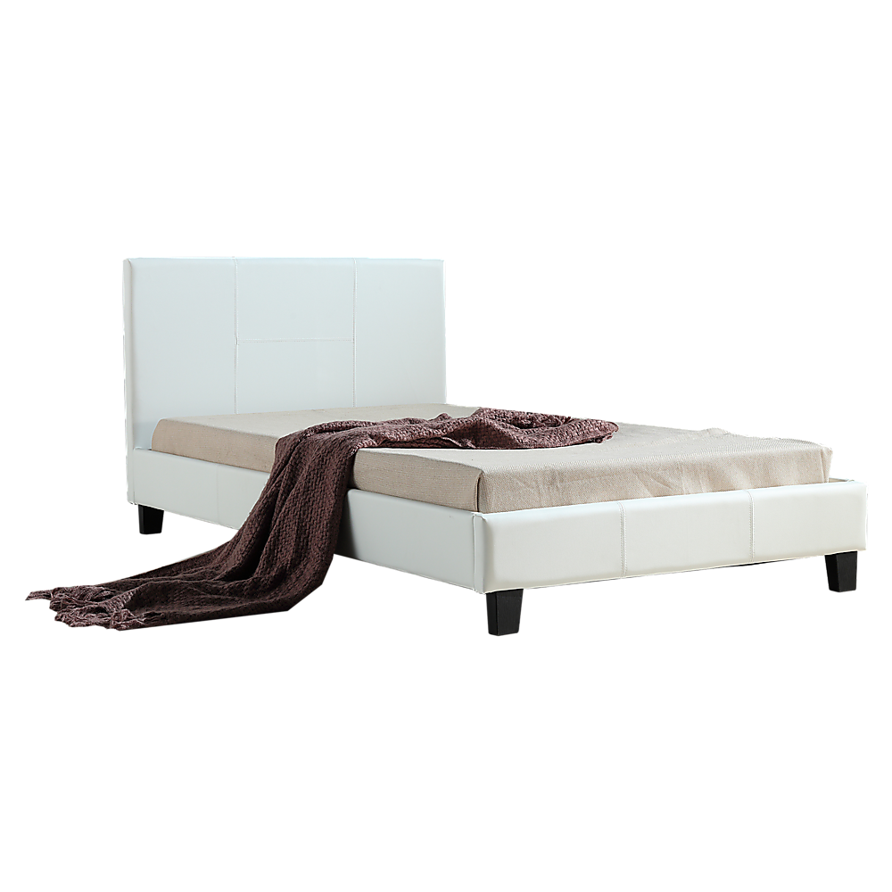 King Single PU Leather Bed Frame White-Furniture &gt; Bedroom-PEROZ Accessories