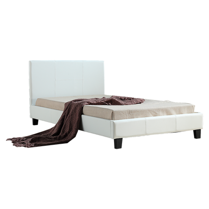 King Single PU Leather Bed Frame White-Furniture &gt; Bedroom-PEROZ Accessories