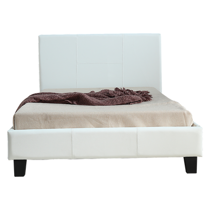 King Single PU Leather Bed Frame White-Furniture &gt; Bedroom-PEROZ Accessories