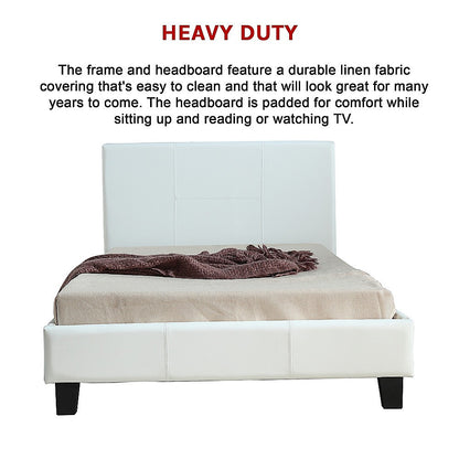 King Single PU Leather Bed Frame White-Furniture &gt; Bedroom-PEROZ Accessories