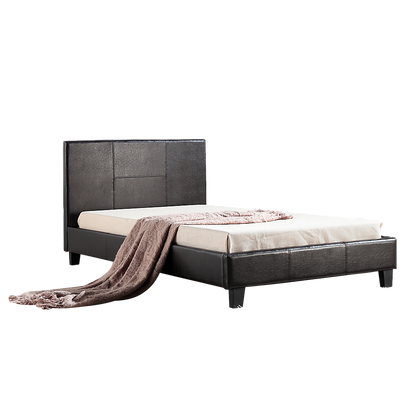 King Single PU Leather Bed Frame Brown-Furniture &gt; Bedroom-PEROZ Accessories